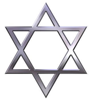 Silver star of david isolated in white