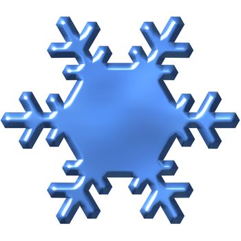 3d azure snowflake isolated in white