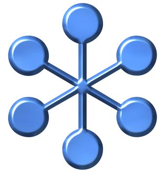 3d azure snowflake isolated in white