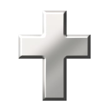 3d steel cross isolated in white