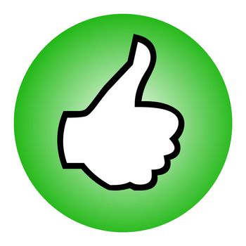 Thumbs up sphere isolated in white