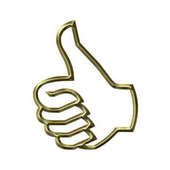 3d golden thumbs up success hand sign