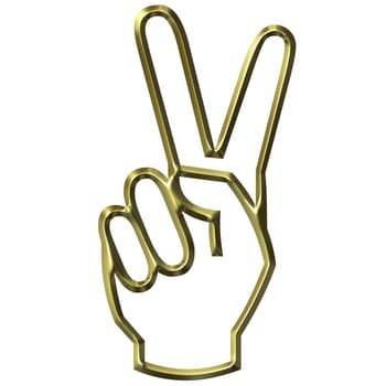 3d golden victory hand sign