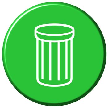 Waste bin button isolated in white