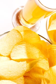 food series: golden background of potato chips