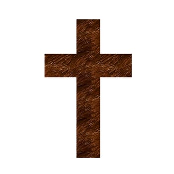 Wooden cross isolated in white