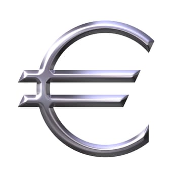 3d silver euro symbol isolated in white