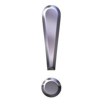 3d silver exclamation mark isolated in white