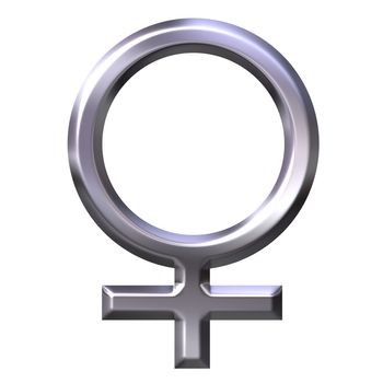 3d silver female symbol isolated in white