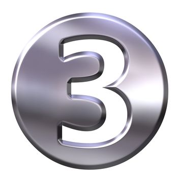 3d silver framed number 3 isolated in white