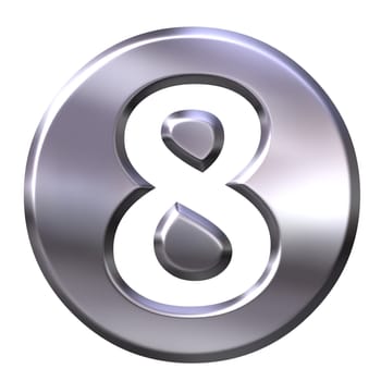 3d silver framed number 8 isolated in white