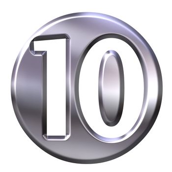 3d silver framed number 10 isolated in white