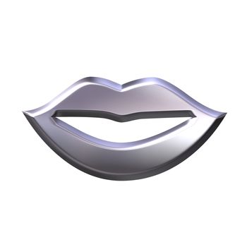 3d silver lips isolated in white