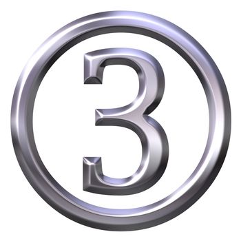 3d silver number 3 isolated in white