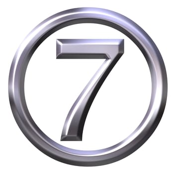 3d silver number 7 isolated in white