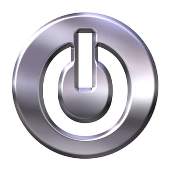 3d silver power button isolated in white