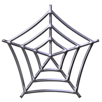 3d silver spider web isolated in white