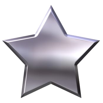 3d silver star isolated in white