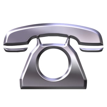 3d silver telephone isolated in white