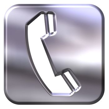 3d silver telephone sign isolated in white