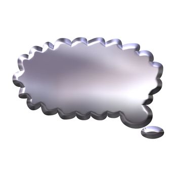 3d silver thought bubble isolated in white