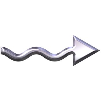 3d silver wavy arrow isolated in white