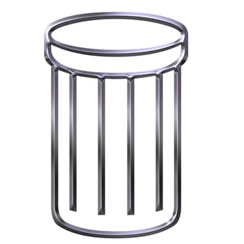 3d silver waste bin isolated in white