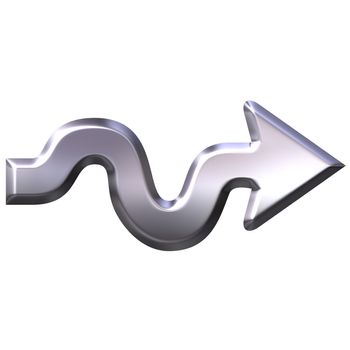 3d silver wavy arrow isolated in white