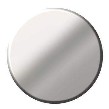 3d steel circular button isolated in white