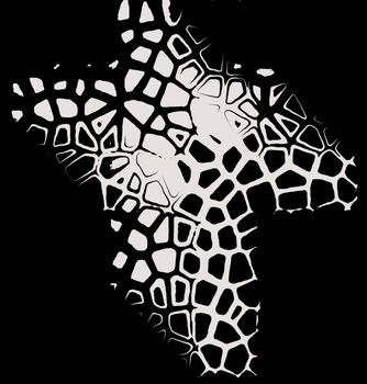 Abstract butterfly design in black and white