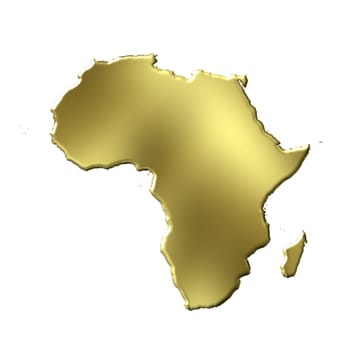 Africa 3d golden map isolated in white