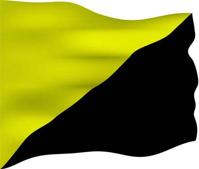 Anarchist capitalism flag. The yellow is intended to symbolise gold, a commodity of exchange often used in marketplaces unrestricted by state intervention. The flag was first used in public in Colorado in 1963.