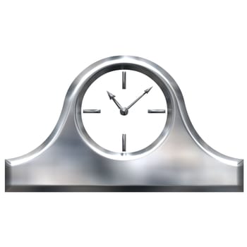 3d silver clock isolated in white