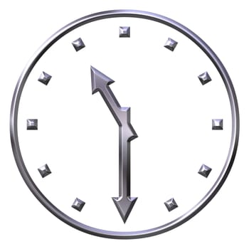 3d silver clock isolated in white