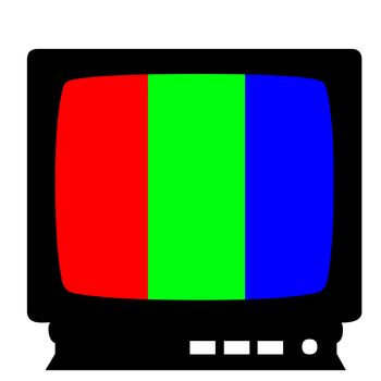 Color TV isolated in white