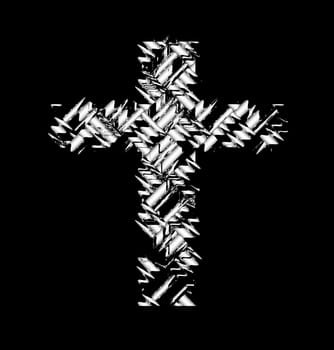 Deformed cross in black and white 