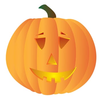 Illustration of a spooky orange pumpkin with face