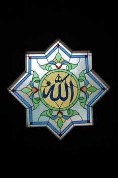 arabic stained glass design that commonly found in masjid building