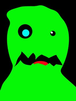 A not so scary cartoon monster head. Would be handy for the concept of fear.