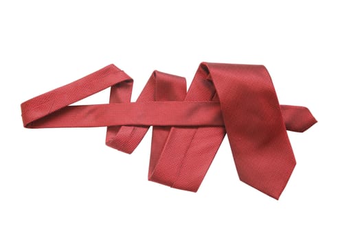 Red necktie isolated on white background with clipping path