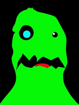 A not so scary cartoon monster head. Would be handy for the concept of fear.