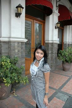 young asian lady wearing nice vintage dress