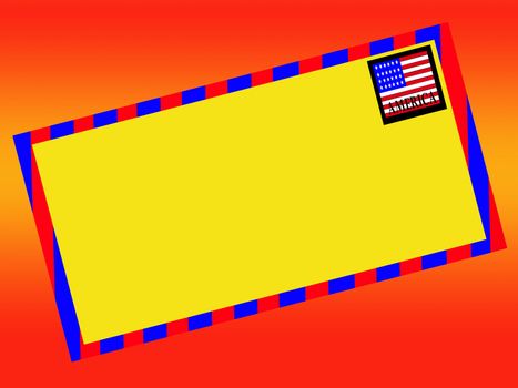 A letter with an American stamp. It is blank so you can customize it.

