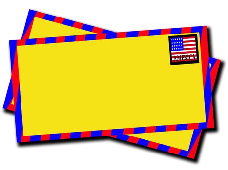 A letter with an American stamp. It is blank so you can customize it.
