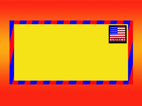 A letter with an American stamp. It is blank so you can customize it.
