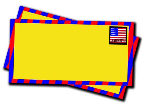 A letter with an American stamp. It is blank so you can customize it.
