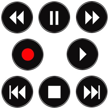 Collection of audio buttons isolated in white