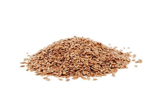 Pile of linseed on a reflective white background