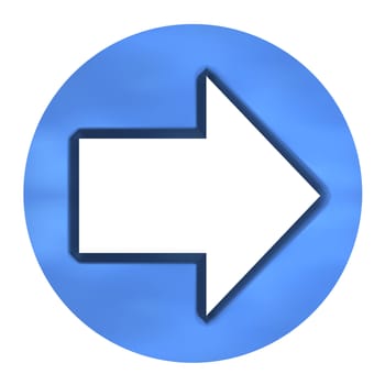 3d azure arrow button isolated in white