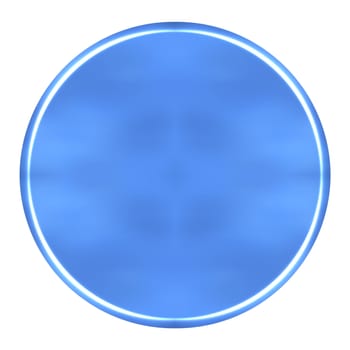 3d azure circular button isolated in white